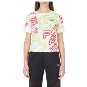 Fila Grafitti Logo White Cropped TEE XS NWT